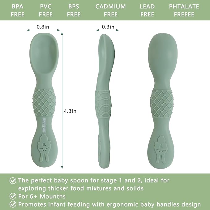 Silicone Baby Spoons – Soft Tip, Gum-Friendly, BPA Free, Dishwasher Safe - Image 3