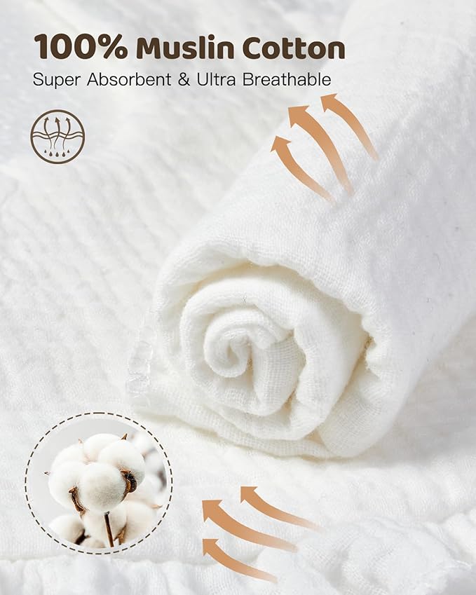 Lictin 8-Pack Muslin Baby Bibs - Image 4