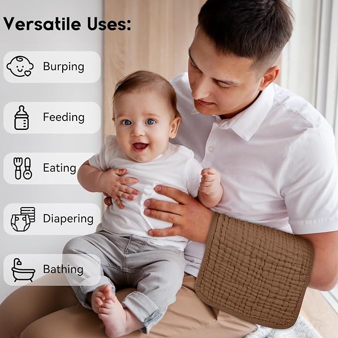 Muslin Burp Cloths for Baby 100% Cotton Burping Cloths for Boys Girls Large - Image 5
