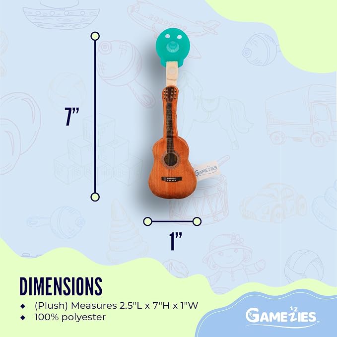 Gamezies Baby Boy and Girl Silicone Guitar Plush Pacifier - Image 5