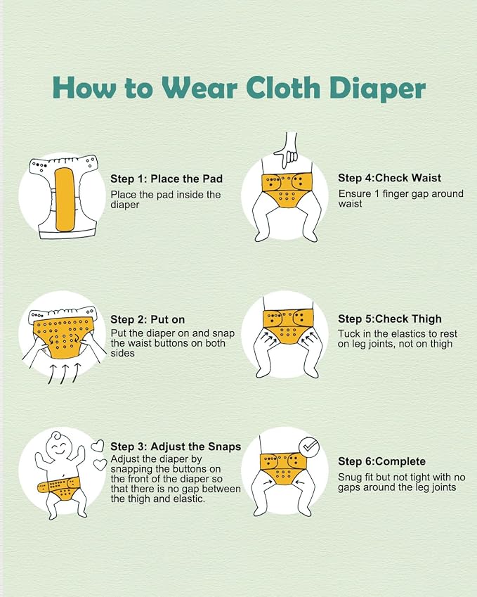 babygoal Dinosaur Cloth Diapers Pack of 13, Baby Reusable Washable Pocket Nappy - Image 7