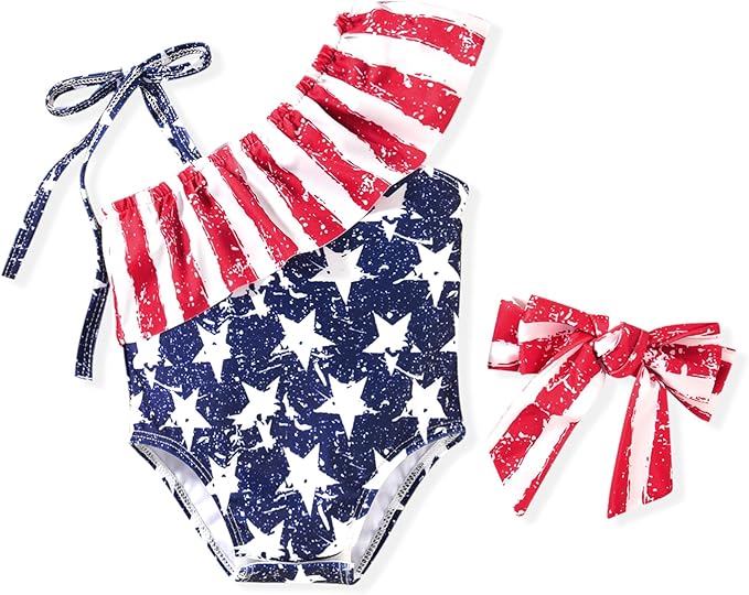 Toddler Baby Girls Ruffles Bikini One Piece Swimsuits Floral Off Shoulder by HINTINA