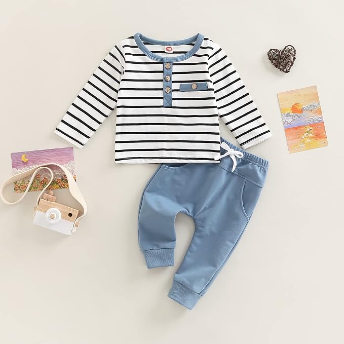 Toddler Baby Boy Clothes Solid Color Long Sleeve Crewneck Sweatshirt Top Casual - Image 2