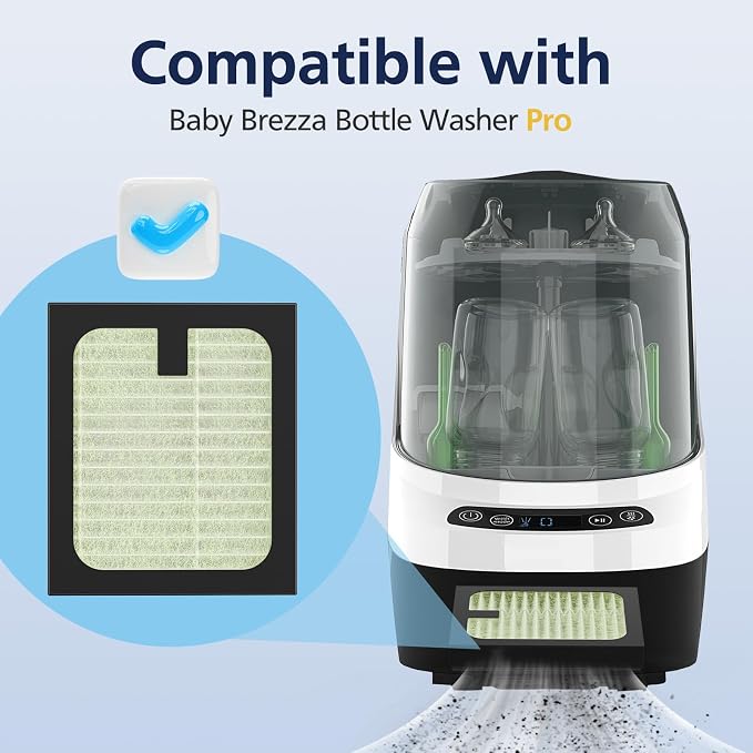 4 Pack HEPA Filter Replacement for Baby Brezza Baby Bottle Washer Pro, High - Image 2