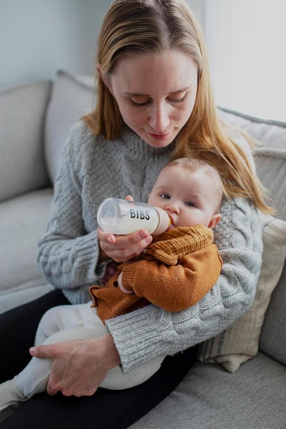 BIBS Baby Glass Bottle Complete Set 225 ml | BPA Free Natural Rubber | Made in - Image 2