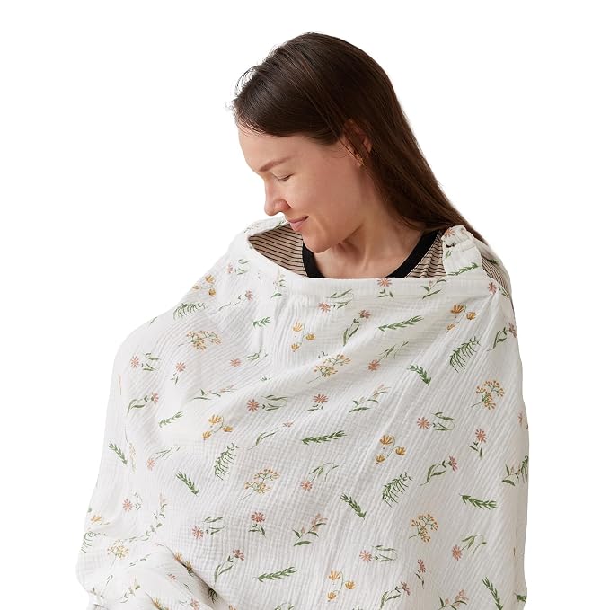 TILLYOU Muslin Nursing Cover for Baby Breastfeeding, 100% Cotton Breathable by TILLYOU