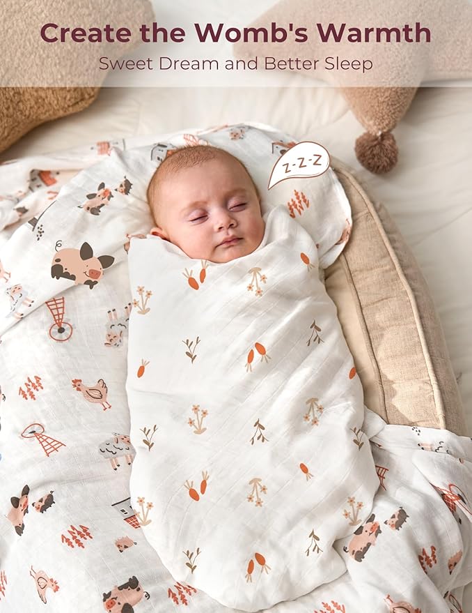 Momcozy Muslin Best Wishes Swaddle Blankets, Ultra Soft Neutral Registry - Image 2