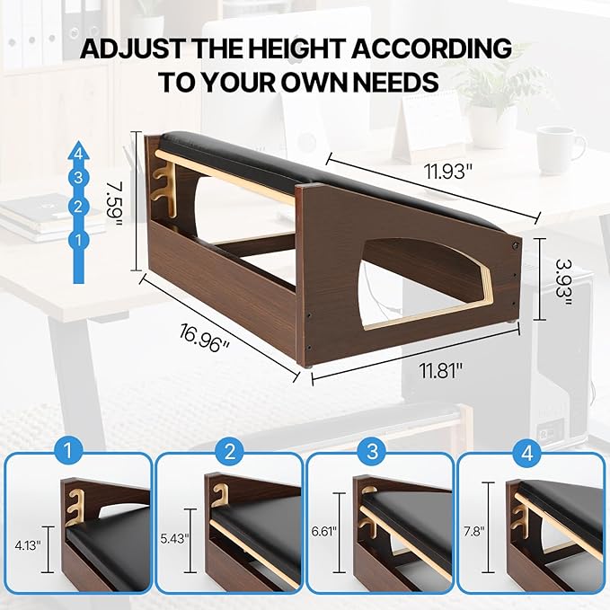 Ergonomic Foot Rest, 4 Adjustable Height Foot Stool, Footrest Under Desk， Soft - Image 4