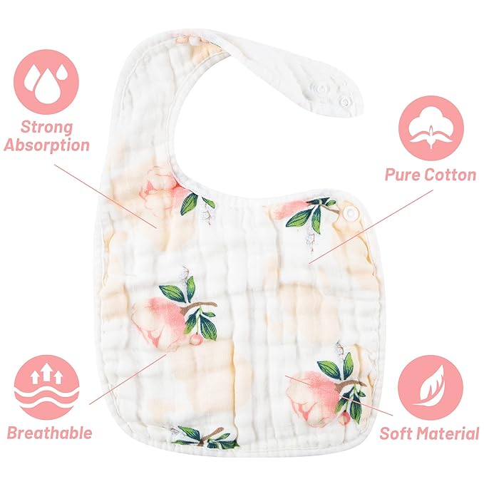Zainpe 6Pcs Snap Muslin Cotton Bibs - Image 3