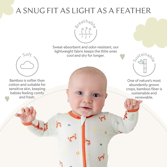 Bamboo Little Soft Baby Footie Pajamas, Baby Clothes, Newborn Sleepers - Image 4