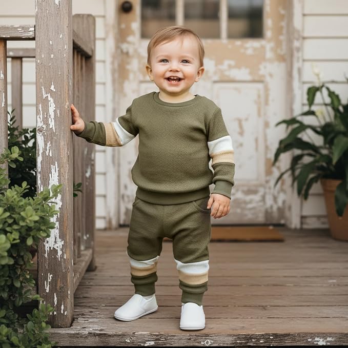 Kuriozud Toddler Baby Boy Fall Winter Clothes Long Sleeve Crewneck Pullover - Image 3