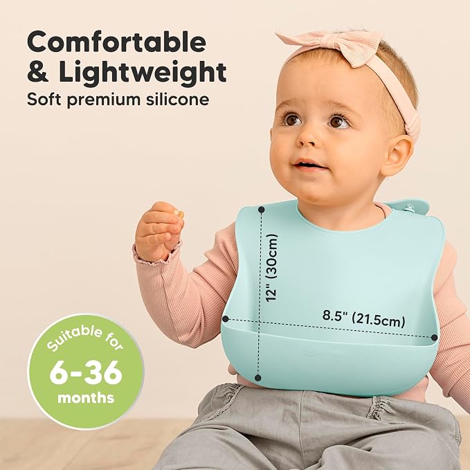 KeaBabies 2-Pack Silicone Baby Bibs - Image 3