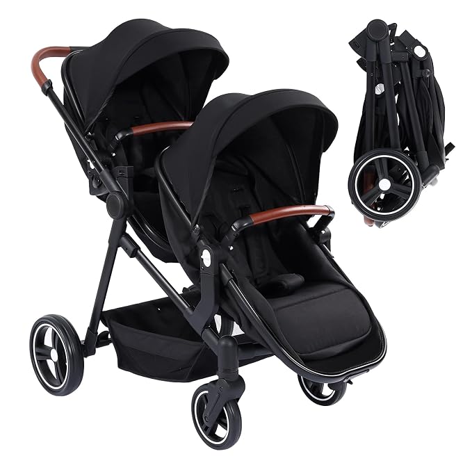 Tandem Double Stroller Newborn and Toddler, Foldable Twin Stroller - Image 2