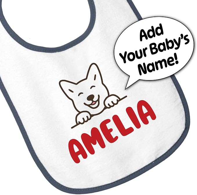 Personalized Baby Bib – Soft Cotton Terry, Cute Jindo Dog Design - Image 3