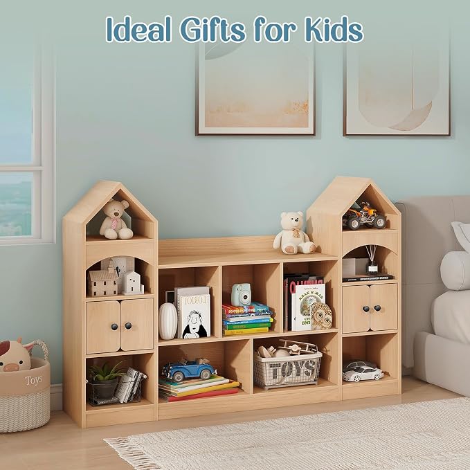 Vabches Kids Bookcase and Toy Storage Organizer, Children Bookshelf, Castle - Image 5