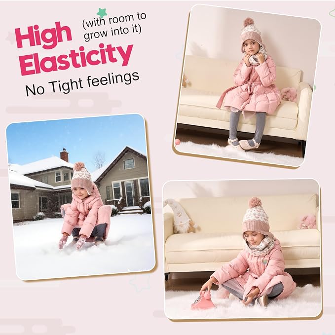 Moon Kitty Baby Girls Earflaps Knit Hats Infant Baby Beanies6-12Months - Image 2