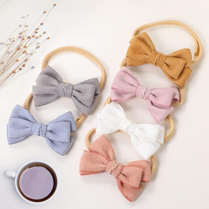 Baby Girl Headbands and Bows, Newborn Infant Toddler Nylon Elastics Hairbands - Image 7