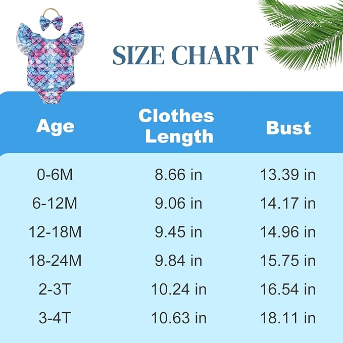 Toddler Girl Baby Ruffles Mermaid Fish Scale Swimsuit One Piece Swimwear - Image 8