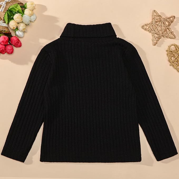 DEFAHN 2 Pack Toddler Unisex Solid Turtleneck T-Shirt Long Sleeve Ribbed - Image 6