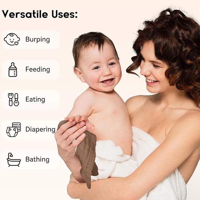 Muslin Baby Washcloths 6 Pack, 100% Cotton Wash Cloths - Image 5