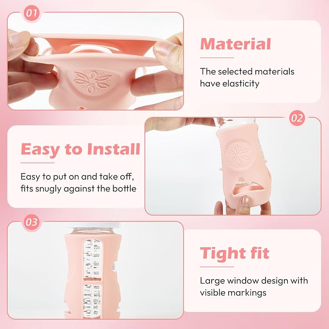 3 Pack Silicone Sleeves for Philips Avent Natural Glass Baby Bottles, Anti - Image 5