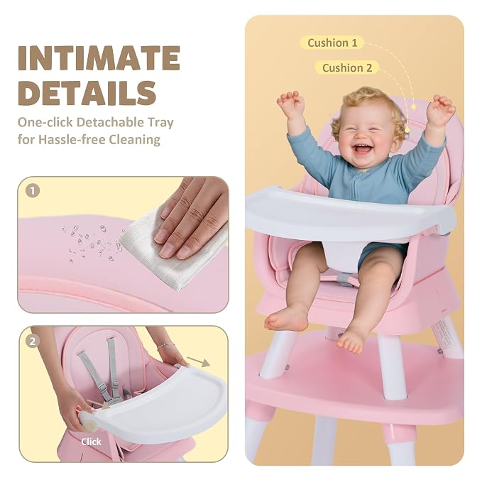 Baby High Chair, 8 in 1 Convertible Highchairs - Image 5