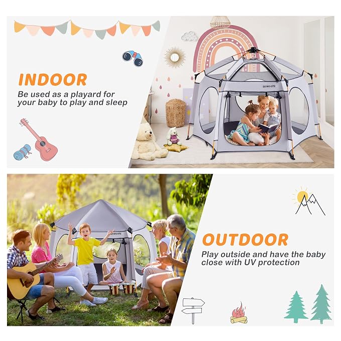 Asweets 4 in 1 Pop Up Playpen Indoor and Outdoor Portable, Lightweight Baby - Image 5