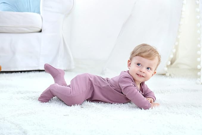 O2 BABY Baby Boys Girls Organic Cotton Zip-Front Sleeper Pajamas, Footed Sleep - Image 3