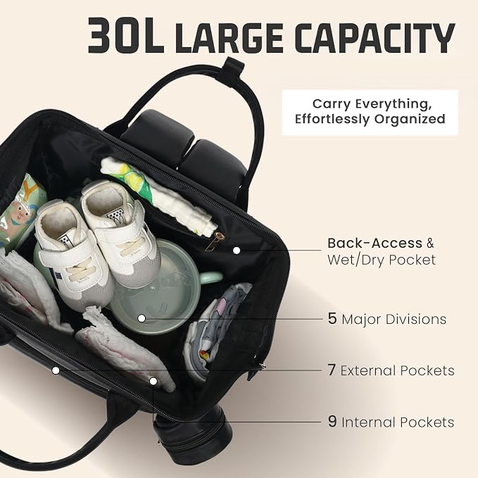 Premium Vegan Leather Diaper Bag Backpack - Image 2