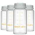 Natural Glass Baby Bottle 150ml 5oz Standard Neck Breast Milk Storage Bottles by Qmibaby