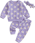 3Pcs Baby Girl Outfits Daisy Sweatshirt + Pants + Headband Infant Fall Winter by CIYCUIT