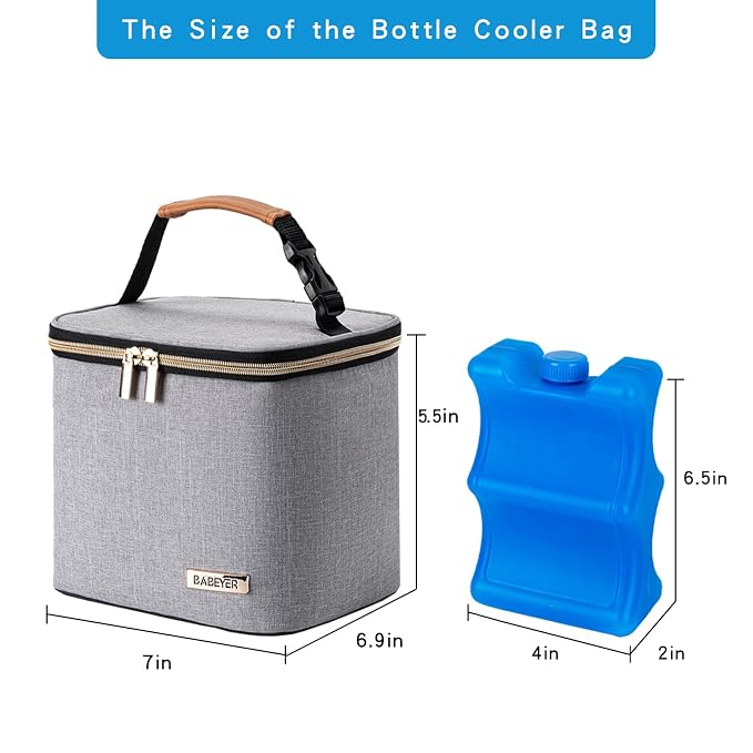 Breast Milk Cooler Bag with Ice Pack Fits 4 Large Baby Bottles Up to 5 Ounce - Image 5
