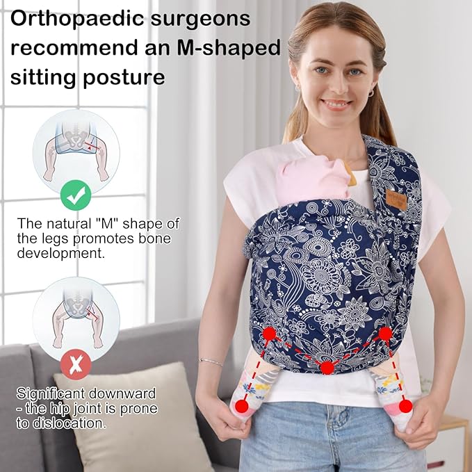 Baby Sling Carrier Newborn, Adjustable Easy Wearing Baby Nursing Warp Sling - Image 3