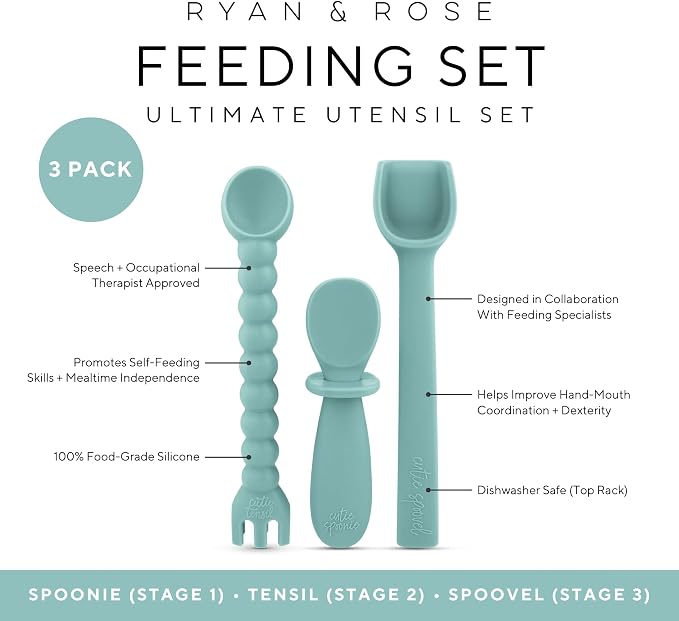 Ryan & Rose Ultimate Baby Utensil Set of 3 Silicone Baby Spoons Silicone - Image 2