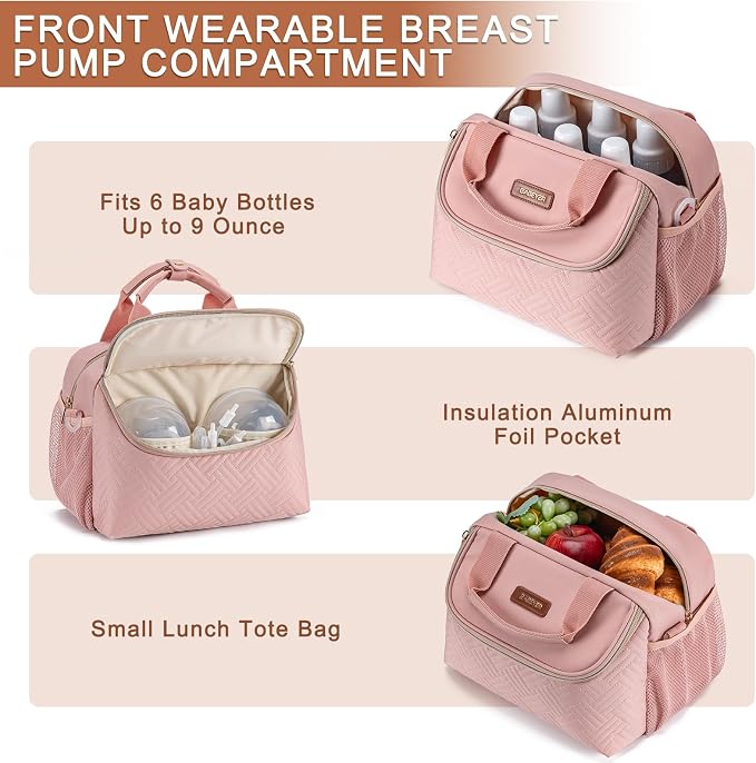 Breastmilk Cooler Bag with Ice Pack Fits 6 Baby Bottles up to 9 Ounce, Wearable - Image 3