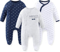 Unisex Baby Boy Girl Footies Rompers Cotton Long Sleeve 3 Pack Infant Jumpsuits by JELYLOVE