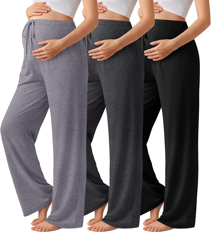 3 Pack Maternity Pants for Women Over The Belly Lounge Work Pregnancy Pants by Sweetyweee