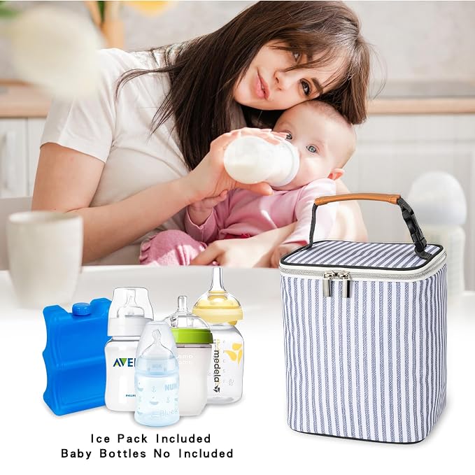 Breast Milk Cooler Bag with Ice Pack Fits 4 Baby Bottles Up to 9 Ounce - Image 6