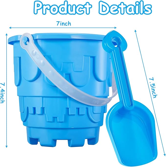 Chivao 6 Pack 7 Inch Beach Sand Buckets and Shovels Sets Castle Model Sand - Image 2