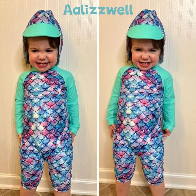 Aalizzwell Baby Girls Long Sleeve One Piece Bathing Suit - Image 2