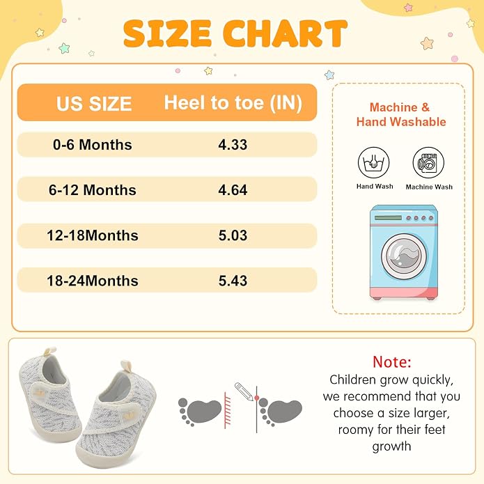FEETCITY Baby First Walking Shoes Wide Baby Shoes Infant Sneakers Newborn Crib - Image 7