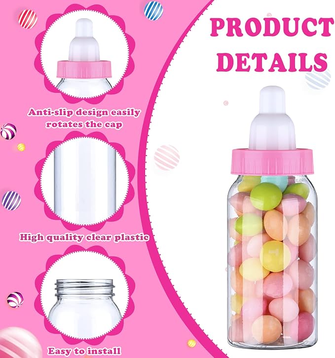 60 Pcs 4.5 Inch Baby Mini Milk Bottle Baby Shower Favor Fillable Feeding Bottle - Image 3