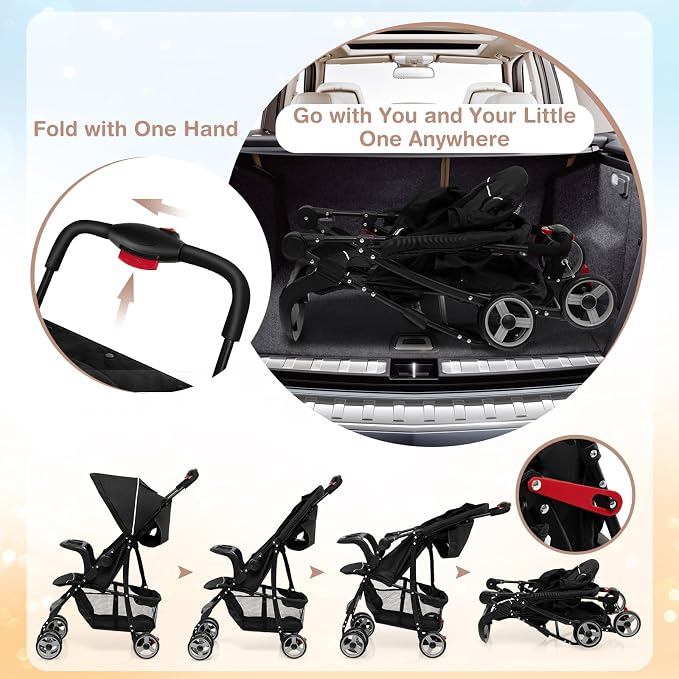 Baby Joy Lightweight Stroller, Compact Toddler Travel Stroller - Image 3