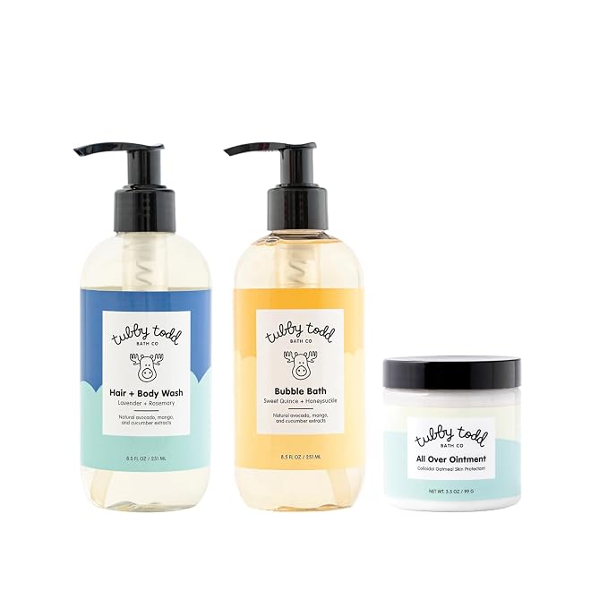 TUBBY TODD Essentials Baby Bath Gift Set – 8.5oz Hair+Body Wash, 8.5oz Bubble by TubbyTodd