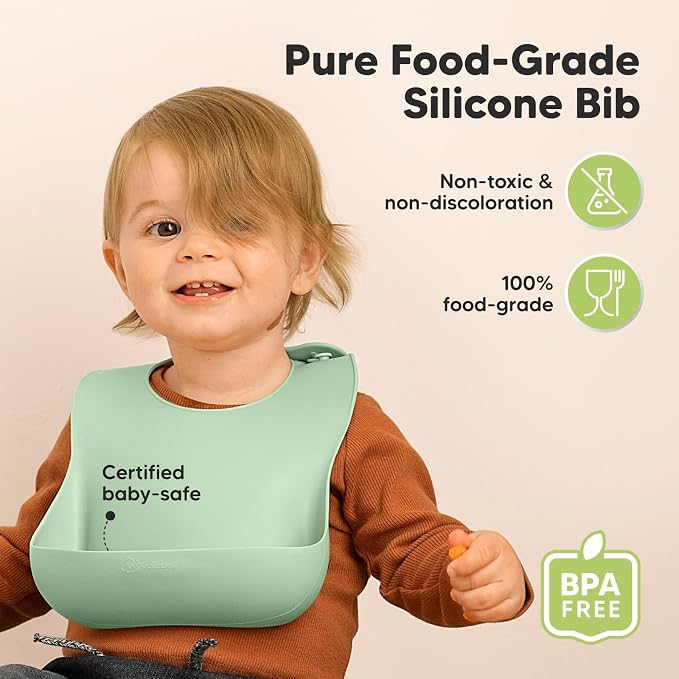 KeaBabies 2-Pack Silicone Baby Bibs - Image 2