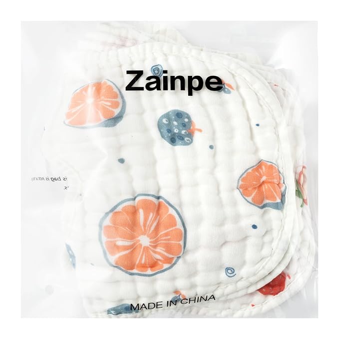Zainpe 6Pcs Snap Muslin Cotton Baby Bibs Strawberry Lemon Avocado Pattern - Image 8