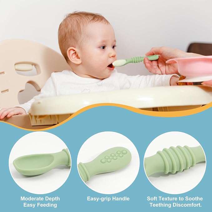 Baby Spoons Self Feeding 6 Months, Easy-Grip Handle, and Soft Texture, Gentle - Image 4