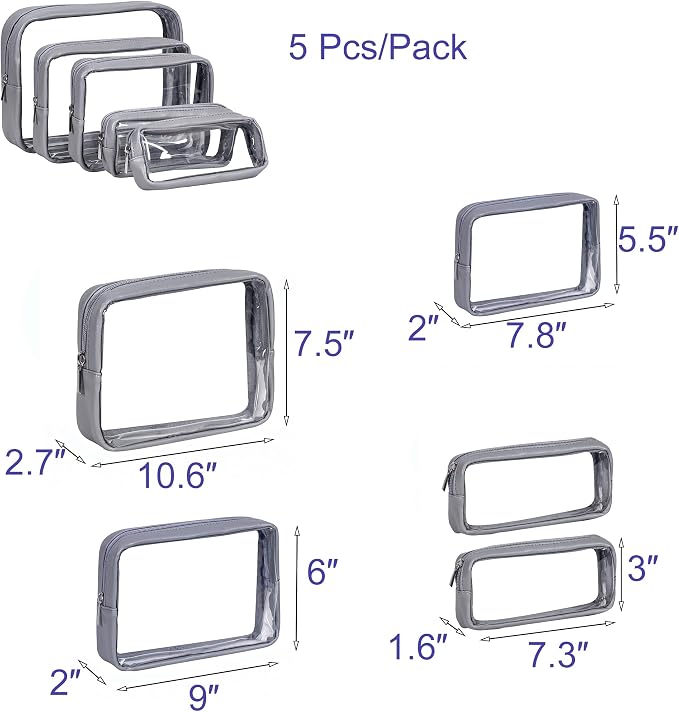 TSA Approved 5-Piece Diaper Bag Organizer Pouch Set Clear Waterproof TPU Kids - Image 2