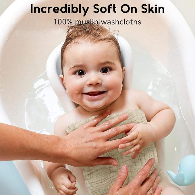 Muslin Baby Washcloths 6 Pack, 100% Cotton Wash Cloths - Image 2