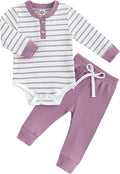 Newborn Baby Boy Girl Clothes Ribbed Knitted Long Sleeve Romper Pants Solid by MABABY